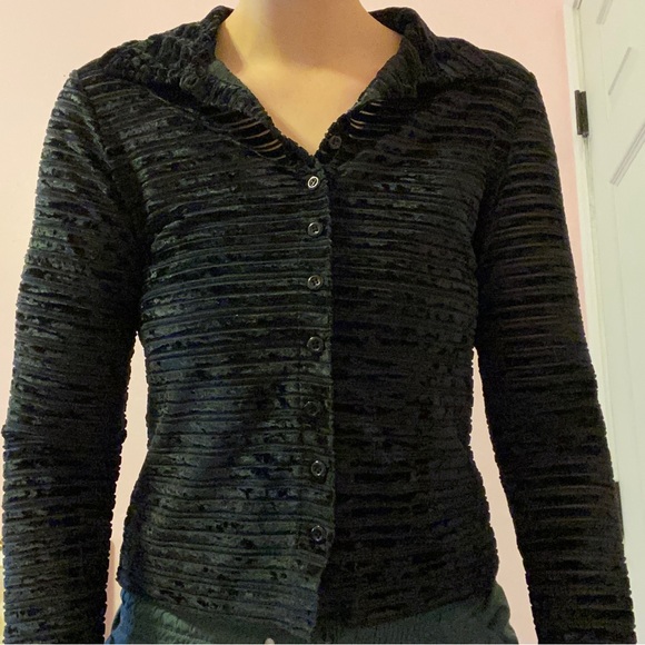 Mesh and Felt Button Up Top - Picture 1 of 5